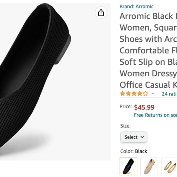 Arromic Square Toe Ballet Flats. Brand New, Never Worn Set of 2 - Picture 7 of 7